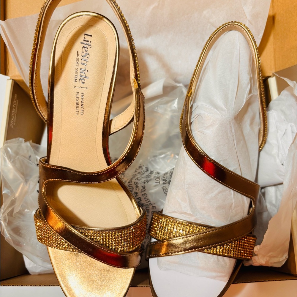 Life Stride Women's Metallic Gold Sandals